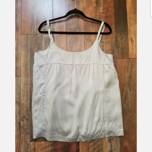 Eileen Fisher Tops - SOLD Eileen Fisher Large 100% Silk Silver Cami Camisole W/ Pockets Adjustable